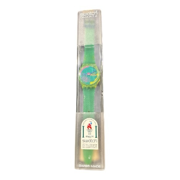 Vintage Swatch Men’s Honor Ride Green and Yellow Watch 1990 Unisex Y2K